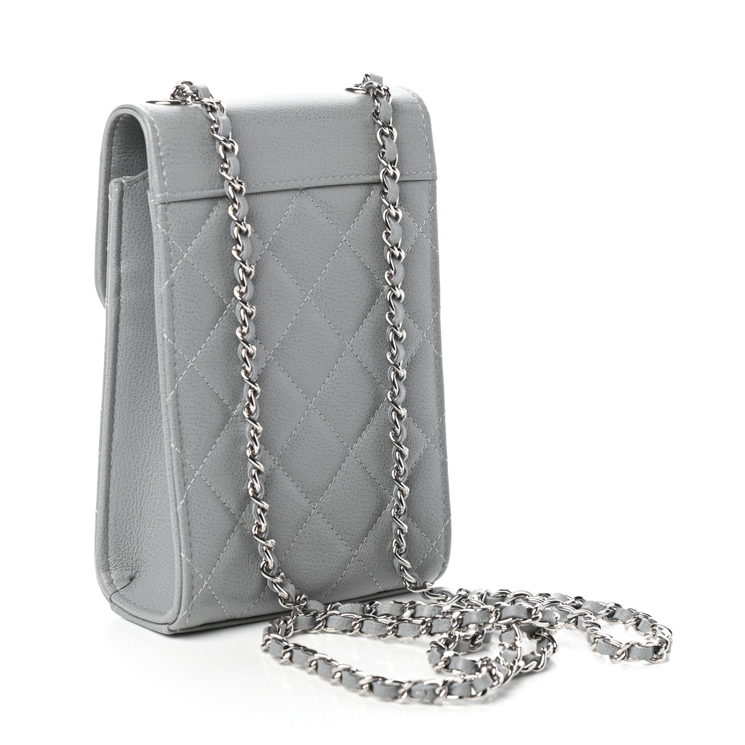 Chanel Grained Calfskin Quilted CC Box Clutch With Chain Grey 3 of 10