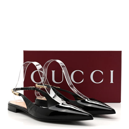 Gucci Patent Signoria Ballet Slingback Ballet Flat 38.5 Black 12 of 12
