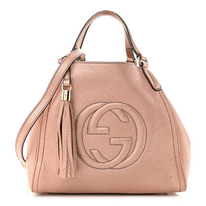 Gucci Metallic Pebbled Calfskin Small Soho Shoulder Bag Pink 1 of 12