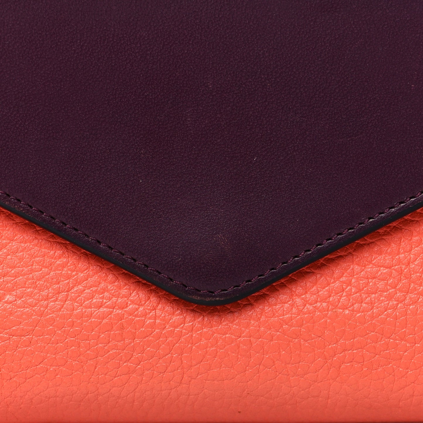 Calfskin Flap Long Wallet Orange Fizz Burgundy