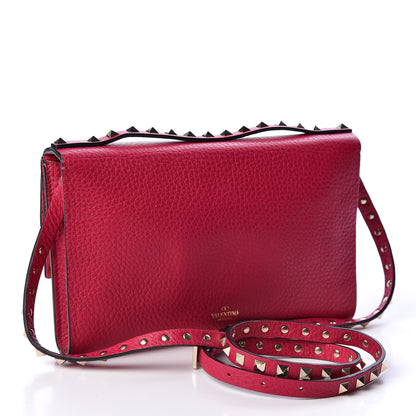 Valentino Garavani Pebbled Calfskin Rockstud Double Flap Crossbody Bag Blossom 2 of 8