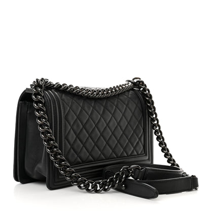Chanel Calfskin Quilted Medium Boy Flap So Black 3 of 14
