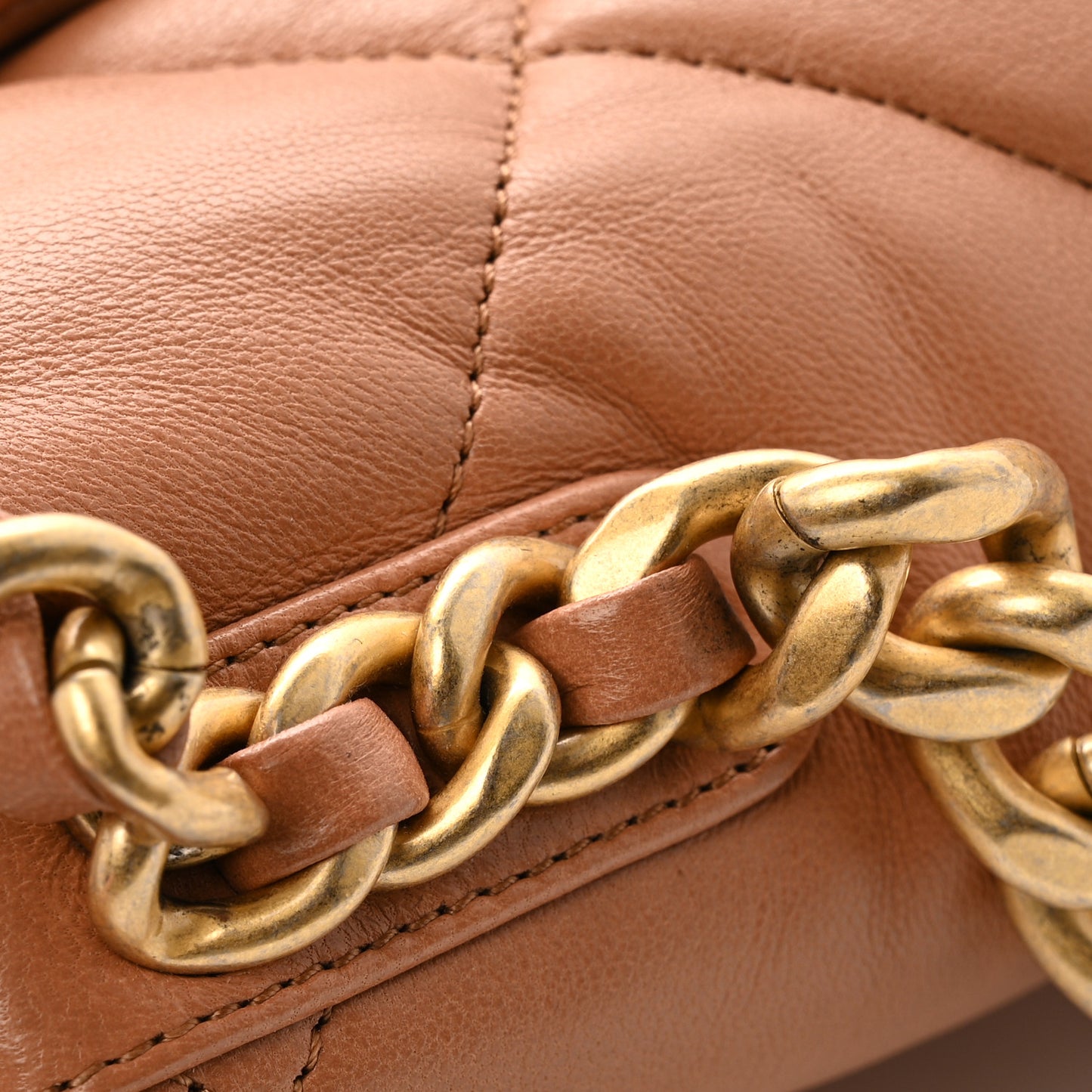 Lambskin Quilted Medium Chanel 19 Flap Brown