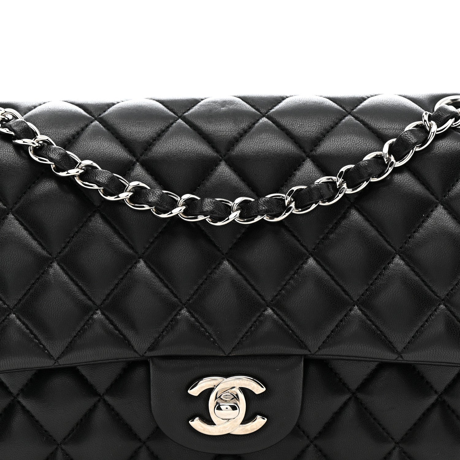 Chanel Lambskin Quilted Medium Double Flap Black 8 of 16