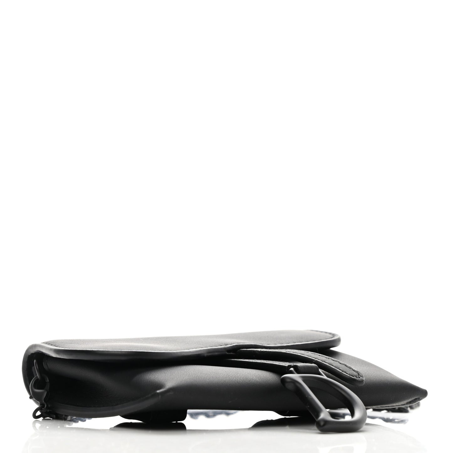 Ultra Matte Calfskin Nano Saddle Chain Pouch Black