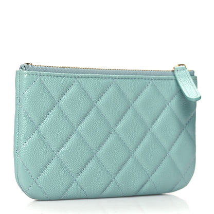 Chanel Caviar Quilted Small Cosmetic Case Light Blue 3 of 8