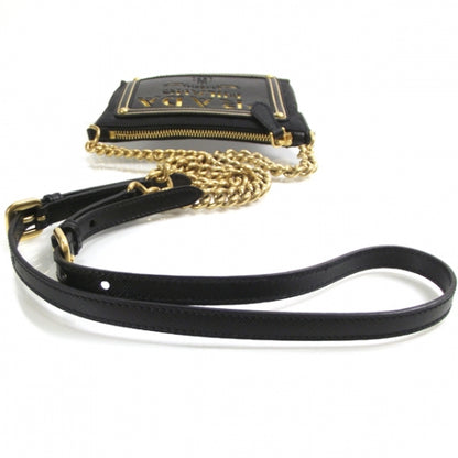 Prada Tessuto Bandoliera Logo Shoulder Bag Gold Black 5 of 9
