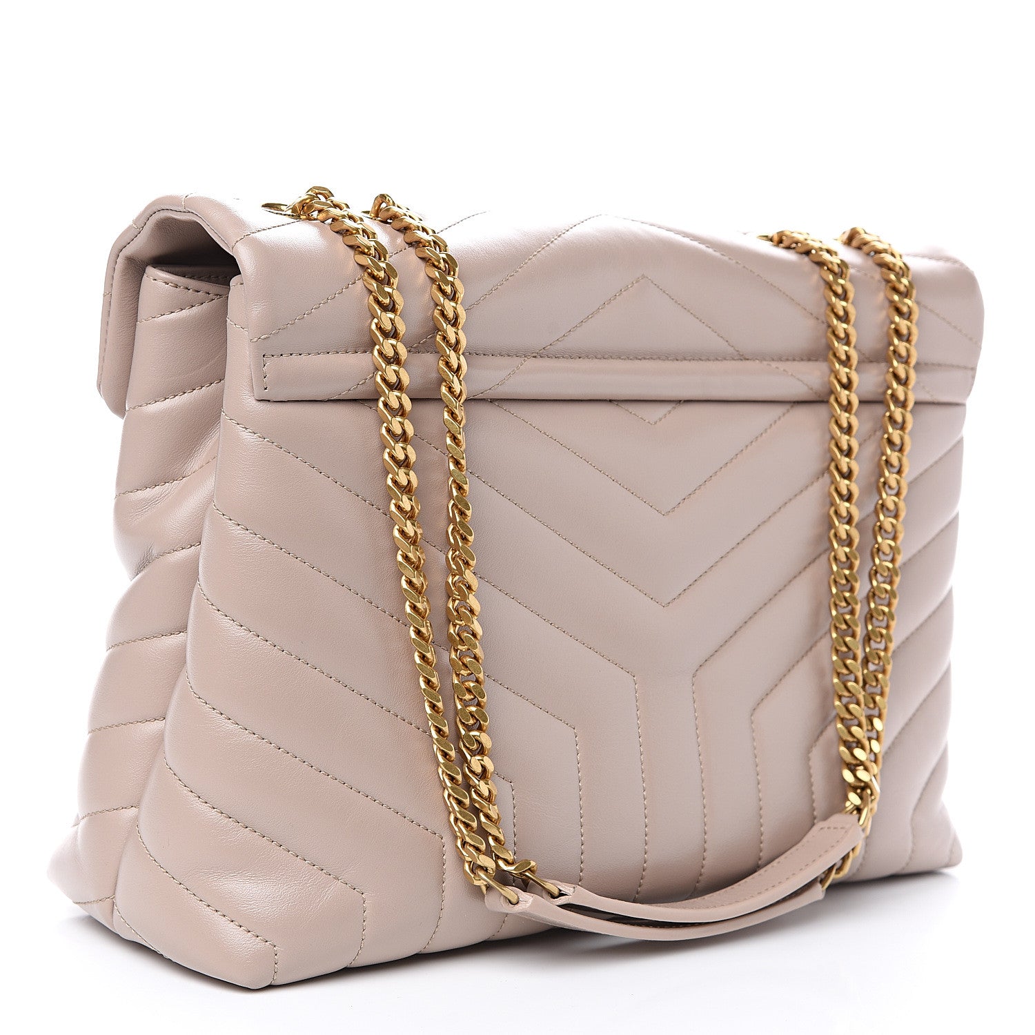 Saint Laurent Calfskin Y Quilted Monogram Medium Loulou Chain Satchel Light Natural 2 of 11