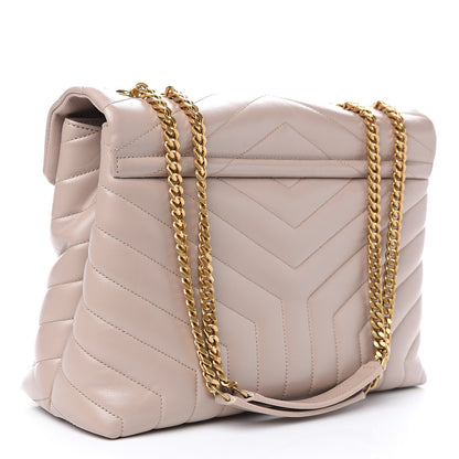 Saint Laurent Calfskin Y Quilted Monogram Medium Loulou Chain Satchel Light Natural 2 of 11