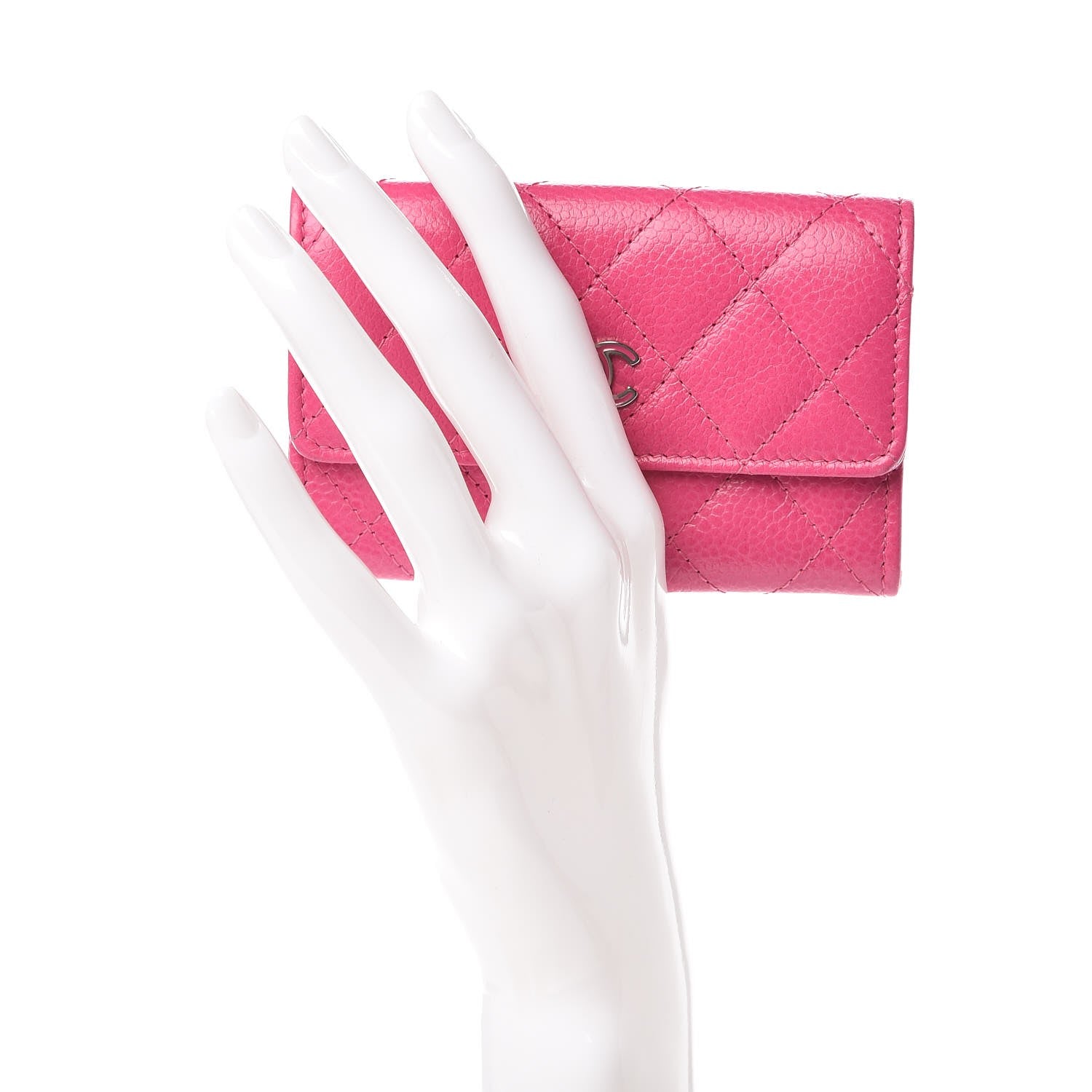 Chanel Caviar Quilted CC Card Holder Pink 2 of 9
