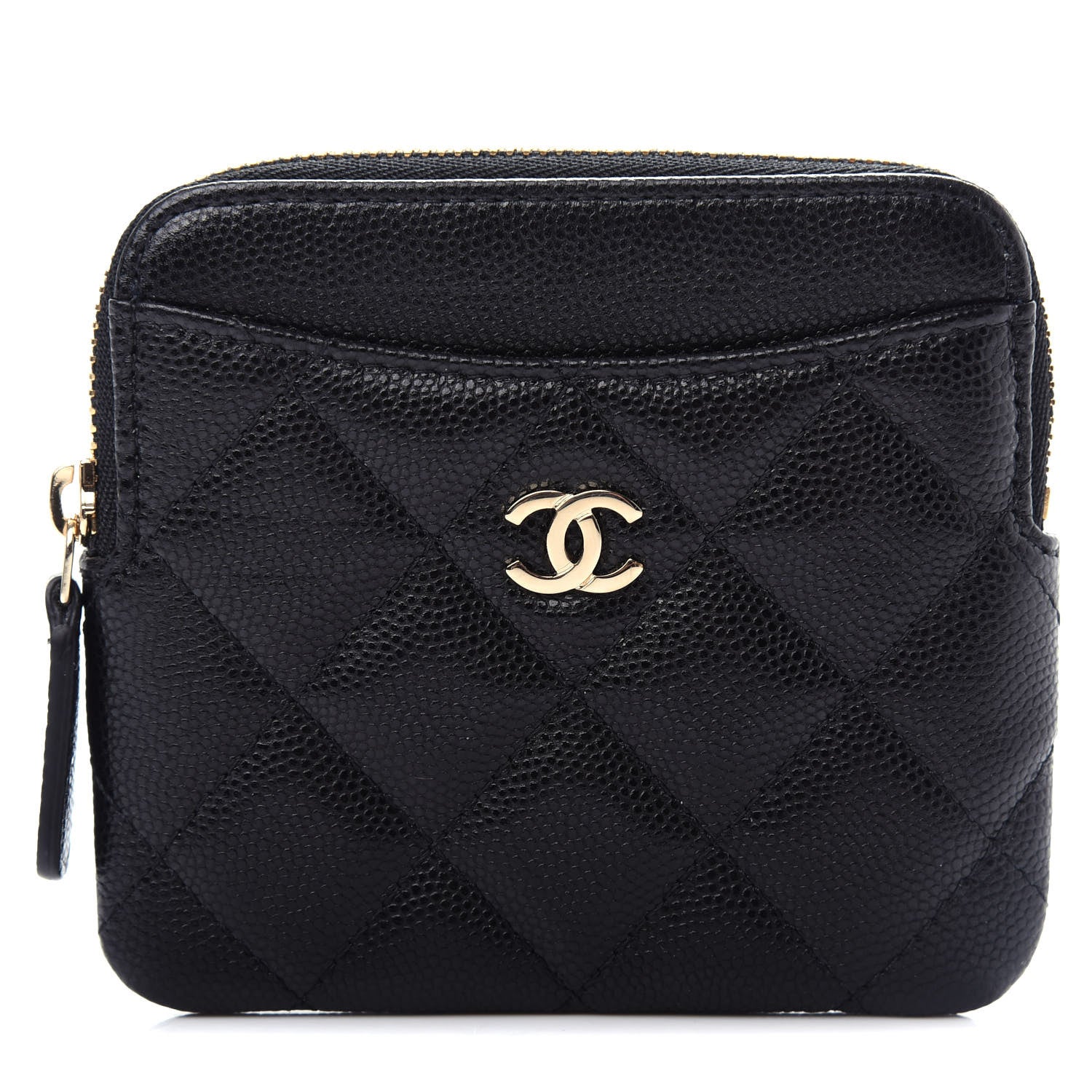 Chanel Caviar Quilted Zip Card Holder Wallet Black 1 of 7