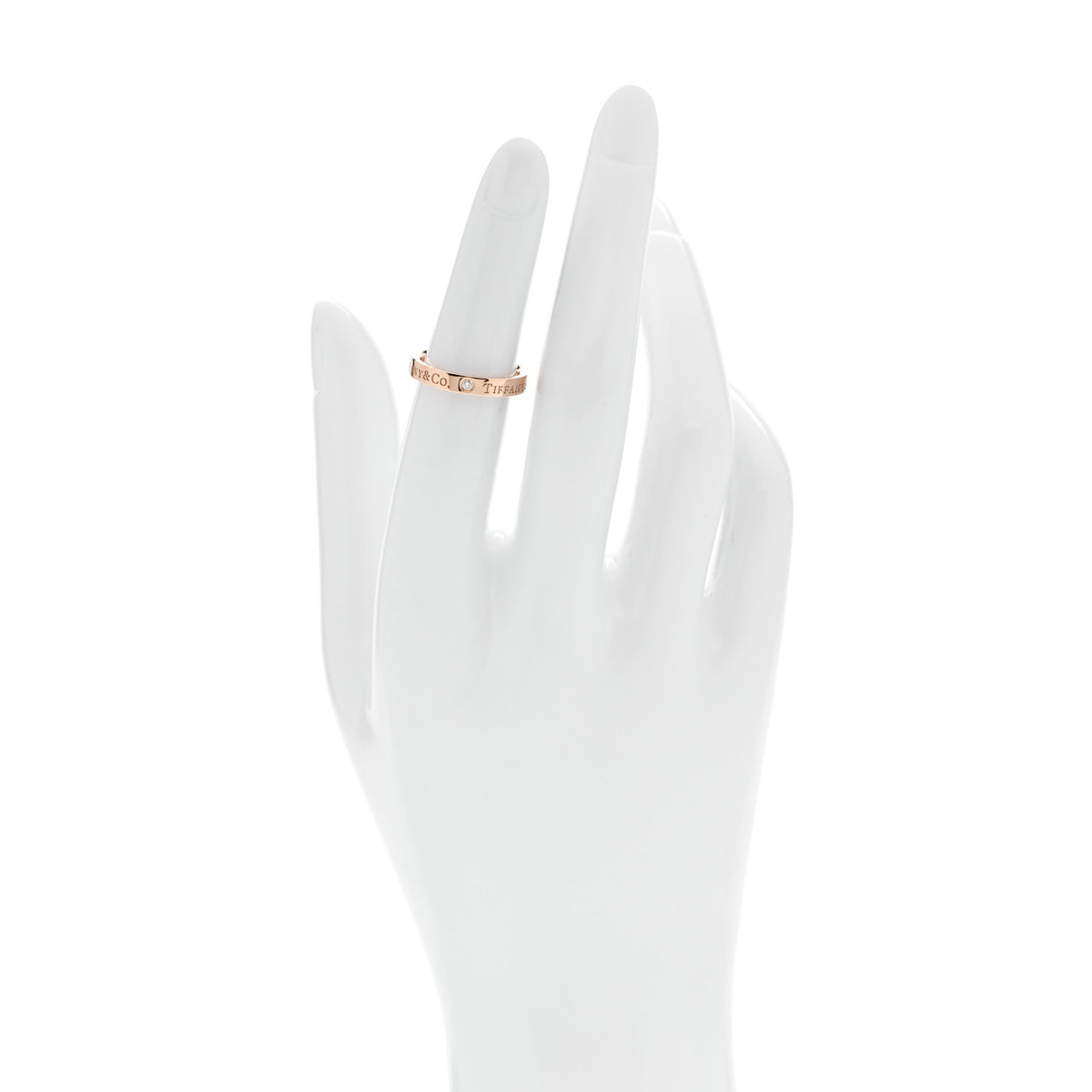 18K Rose Gold Diamond Logo Band Ring 49 4.75