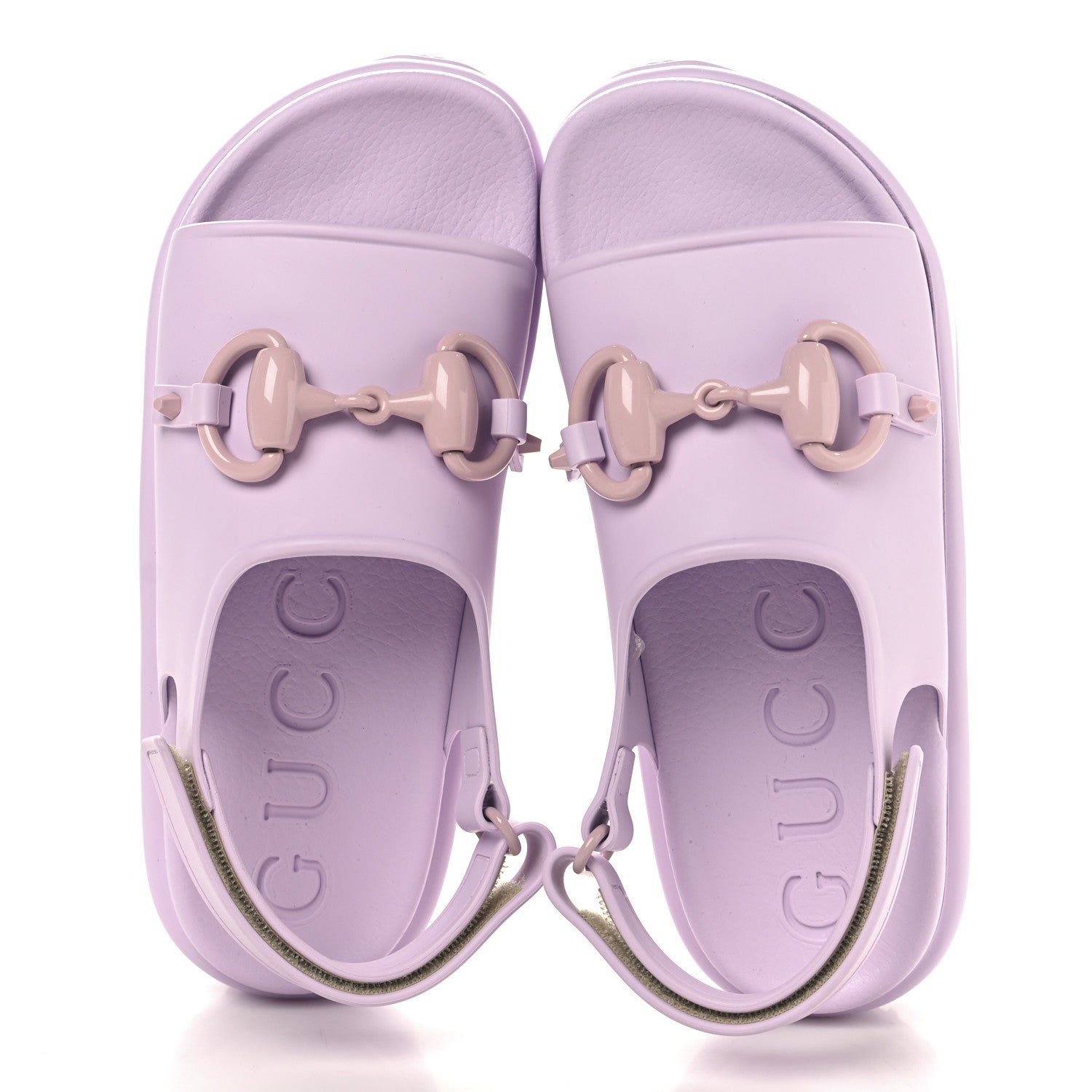 Gucci Soft Rubber Horsebit Touch Womens Strapped Sandals 36 Talc Pink 2 of 10