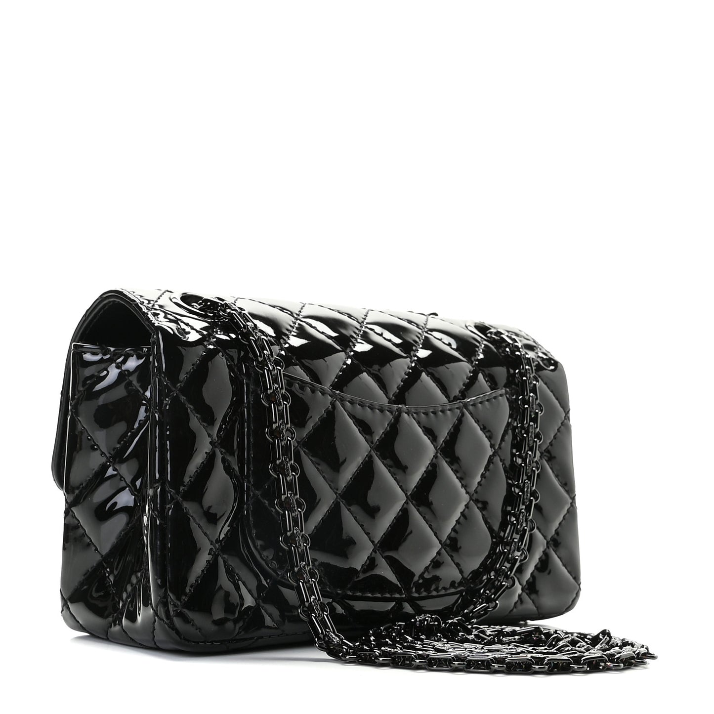 Patent Calfskin Quilted 2.55 Reissue Mini Flap So Black