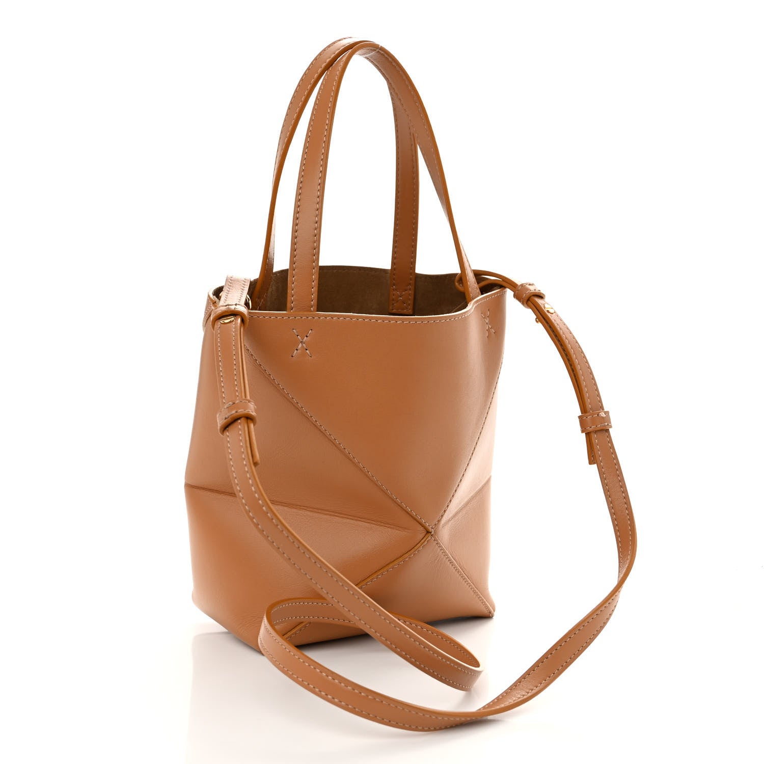 Loewe Shiny Calfskin Mini Puzzle Fold Tote Warm Desert 3 of 9
