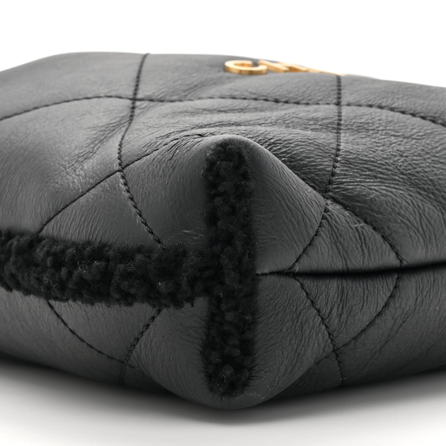 Chanel Aged Lambskin Shearling Quilted Small Chanel 22 Black 12 of 12