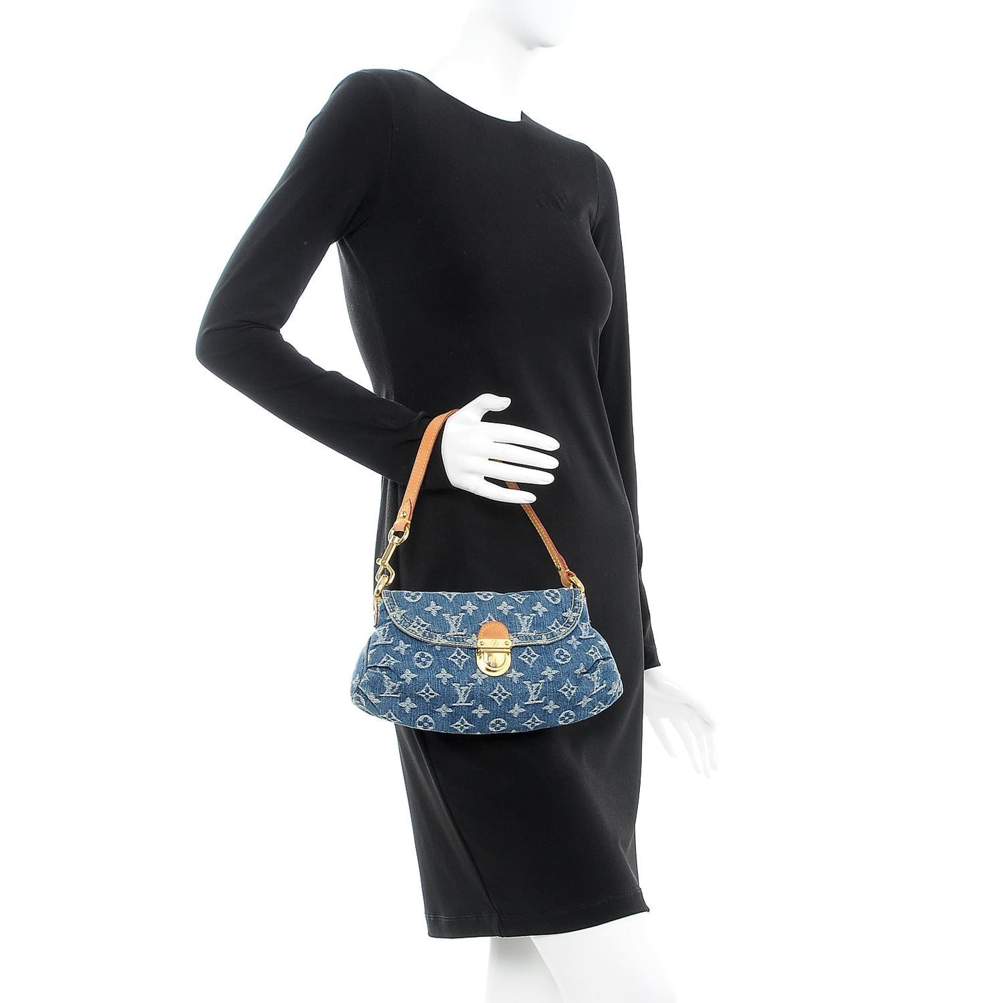 Monogram Denim Mini Pleaty Blue