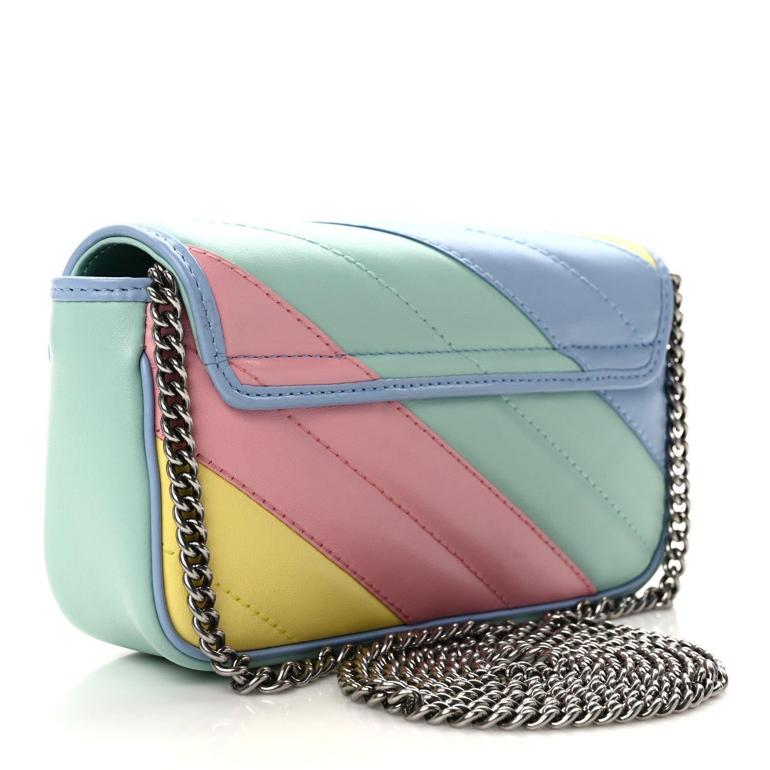 Gucci Calfskin Matelasse Diagonal Super Mini GG Marmont Shoulder Bag Multicolor Pastel 3 of 11
