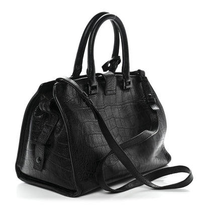 Saint Laurent Calfskin Crocodile Embossed Small Monogram Cabas Black 2 of 21
