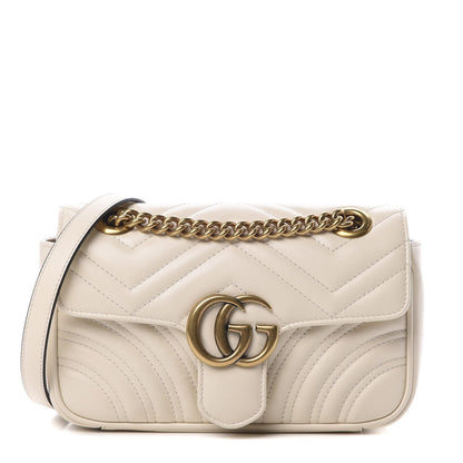Gucci Calfskin Matelasse Mini GG Marmont Shoulder Bag White 1 of 10