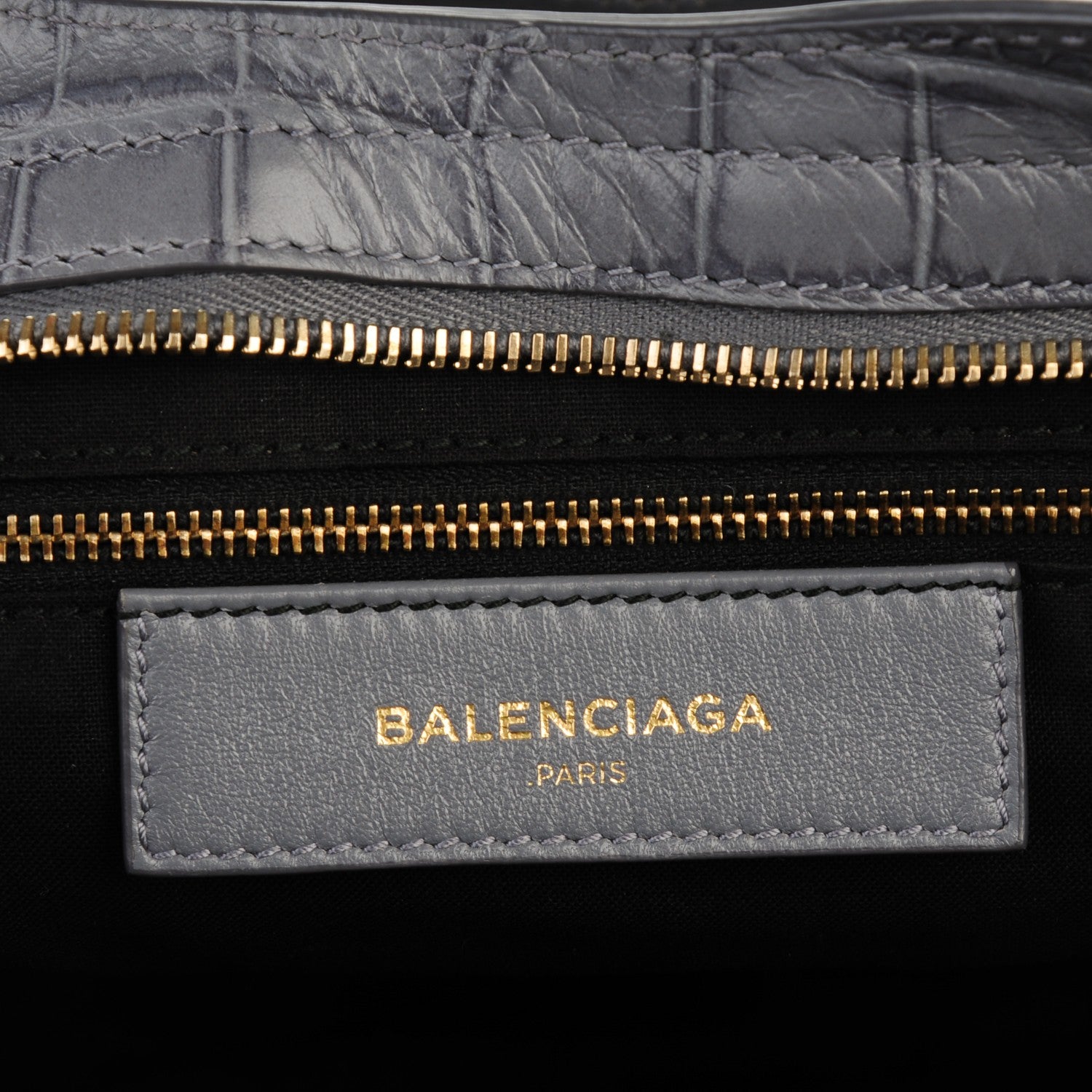 Balenciaga Calfskin Crocodile Embossed Giant 12 Gold Hardware City Gris Beton 6 of 7