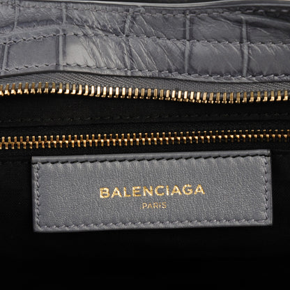 Balenciaga Calfskin Crocodile Embossed Giant 12 Gold Hardware City Gris Beton 6 of 7