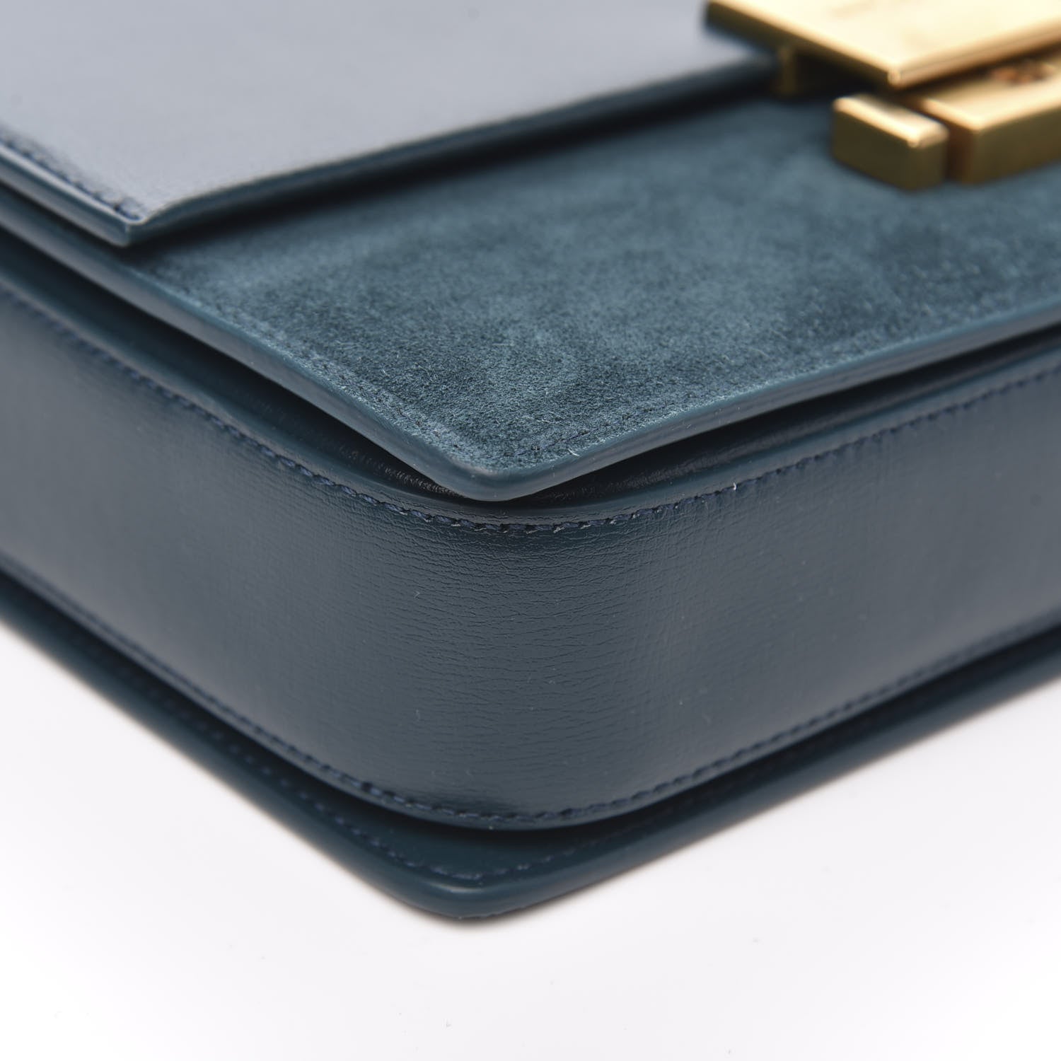 Saint Laurent Smooth Calfskin Suede Medium Bellechasse Dark Turquoise 8 of 9