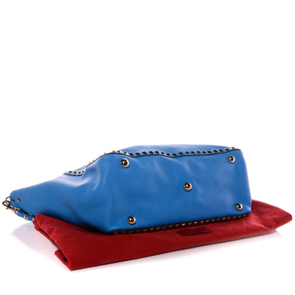 Valentino Garavani Vitello Medium Rockstud Tote Blue Fluo 5 of 8