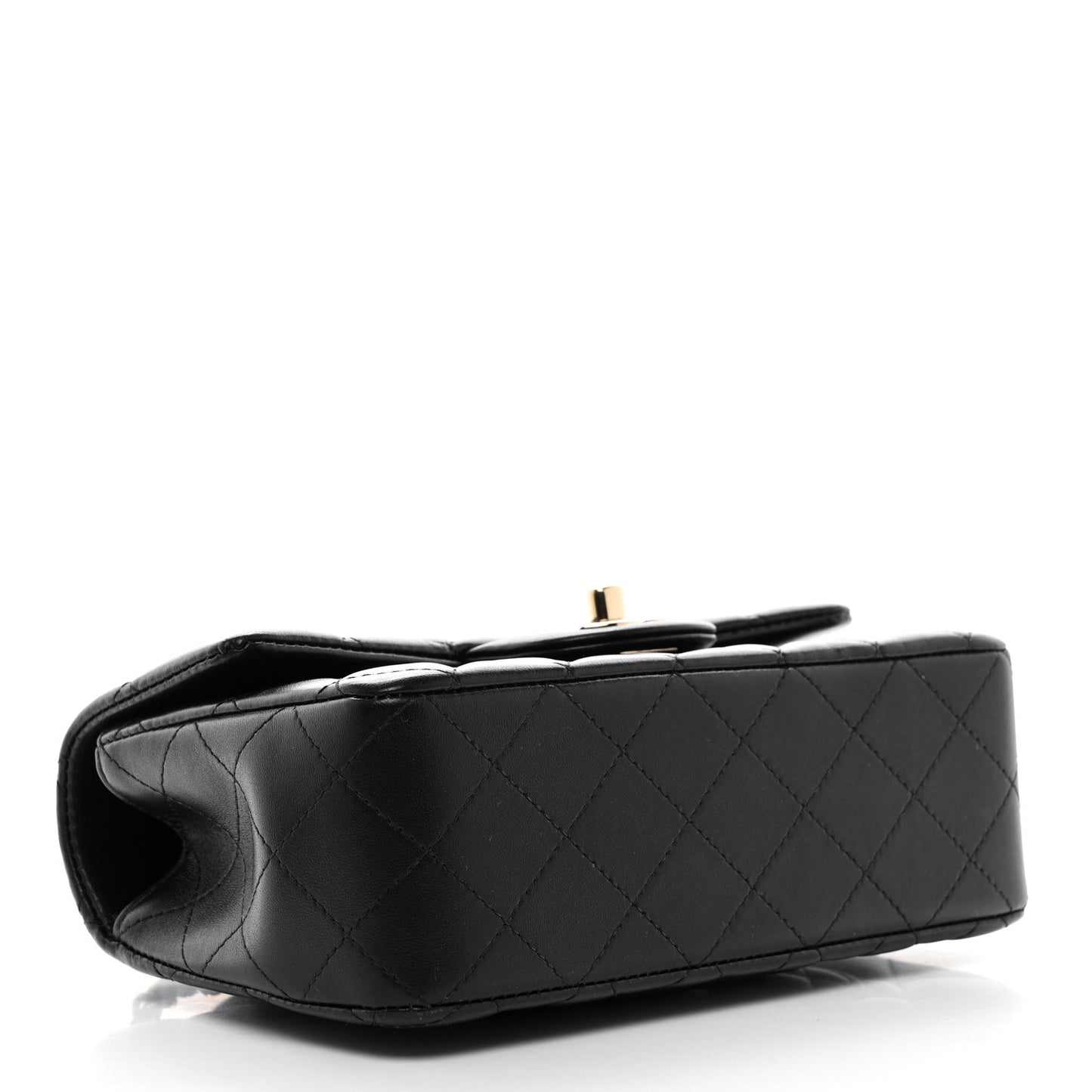 Lambskin Quilted Mini Top Handle Rectangular Flap Black
