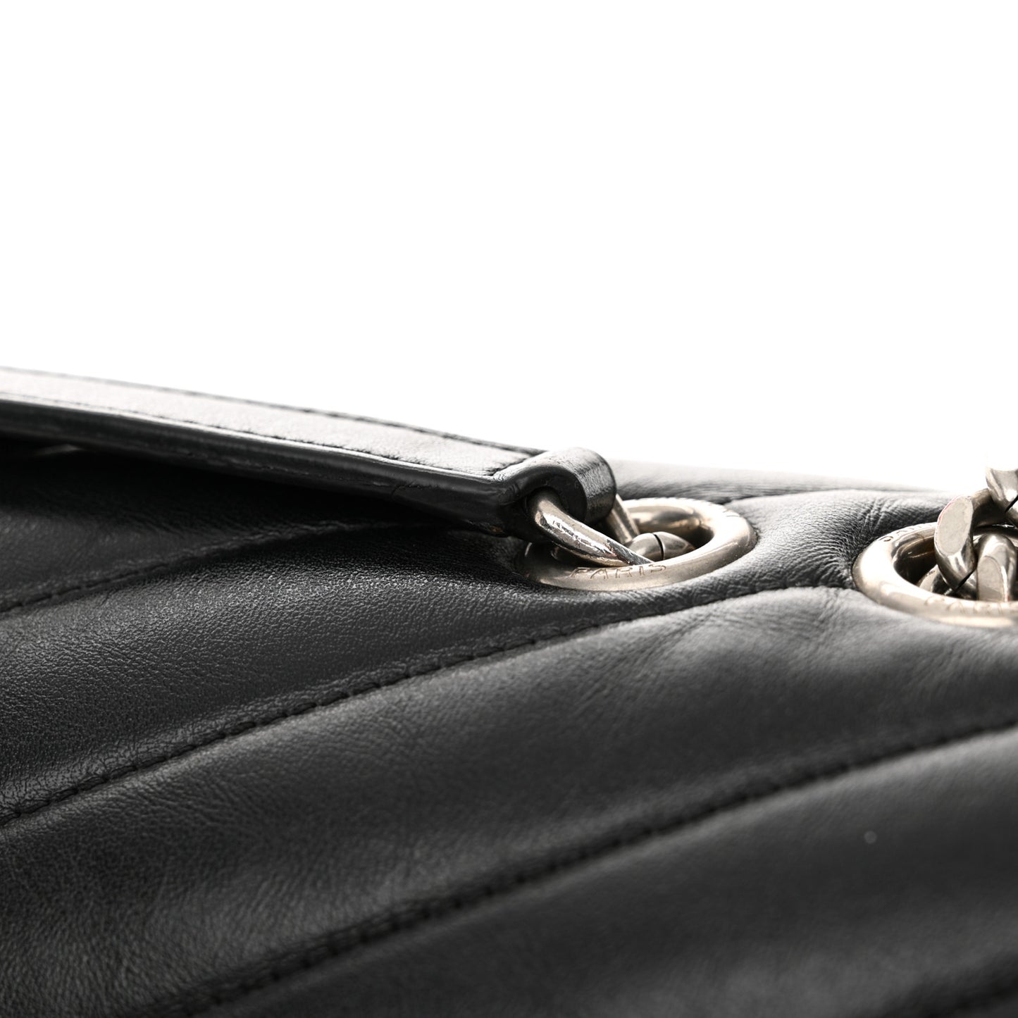 Calfskin Y Quilted Monogram Large Loulou Chain Satchel Black
