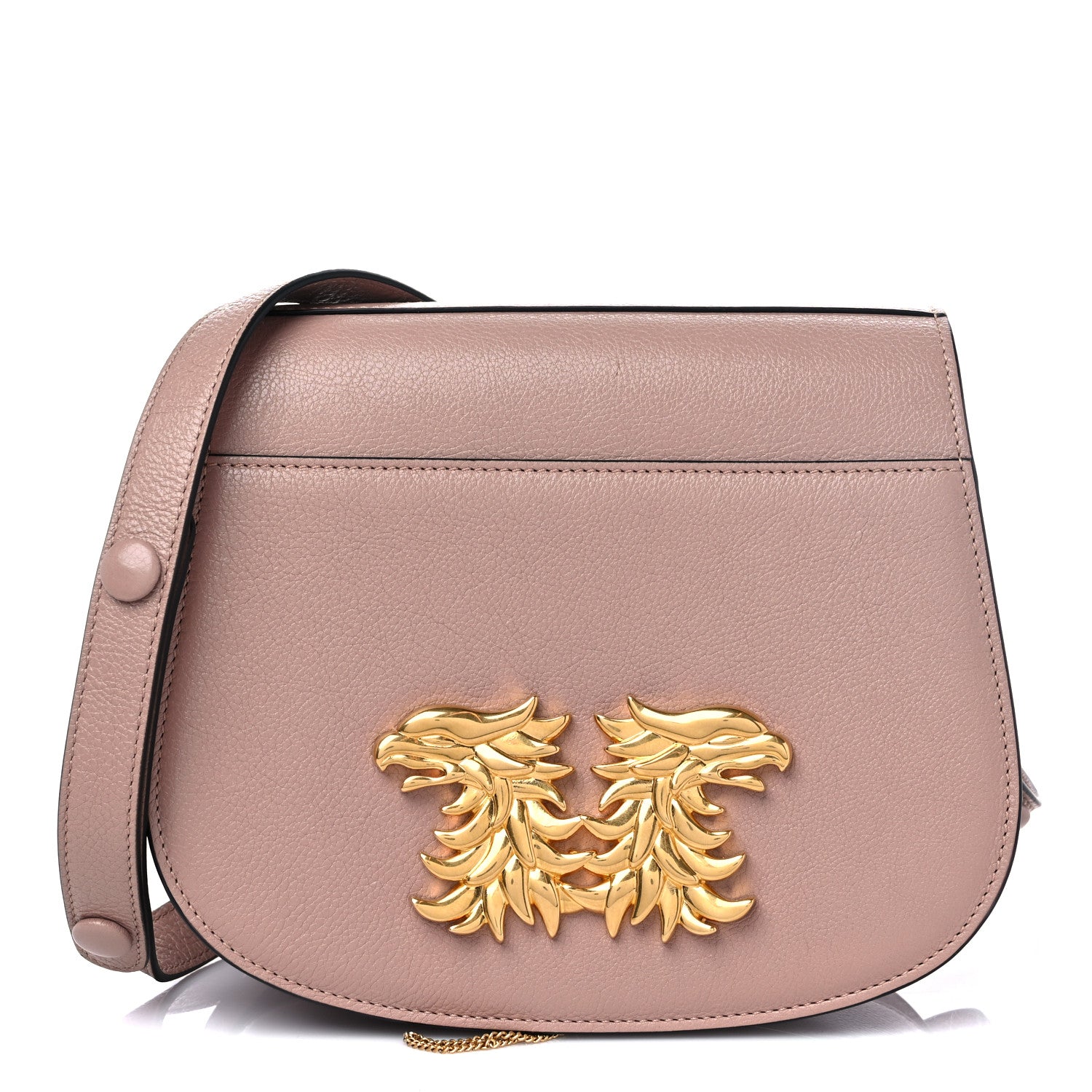 Valentino Garavani Buffalo Maison Gryphons Saddle Bag Rose Cannelle 1 of 9