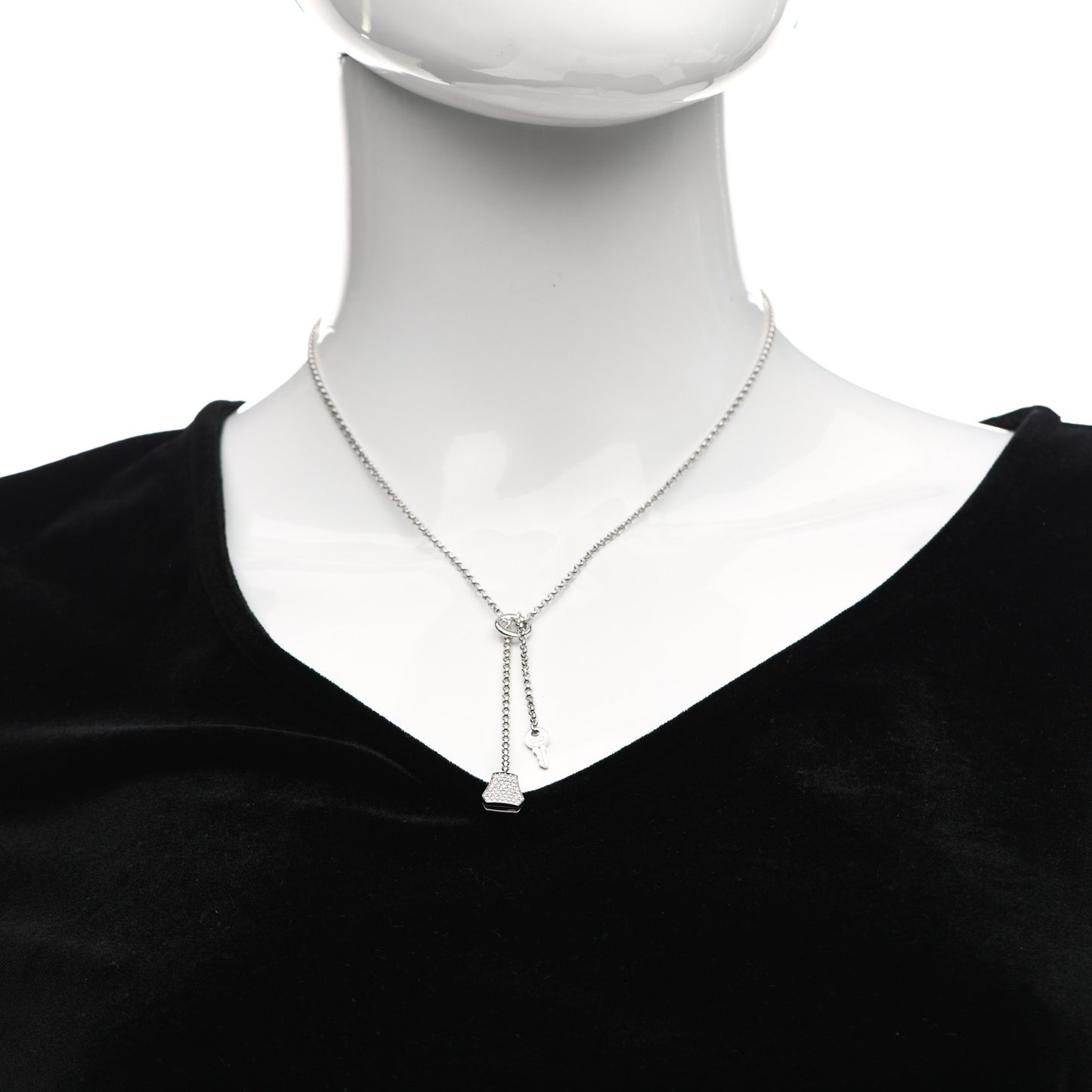 18K White Gold Diamond PM Kelly Clochette Necklace