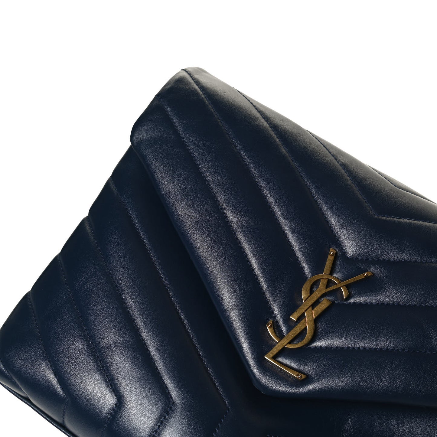 Calfskin Y Quilted Monogram Medium Loulou Chain Satchel Deep Marine