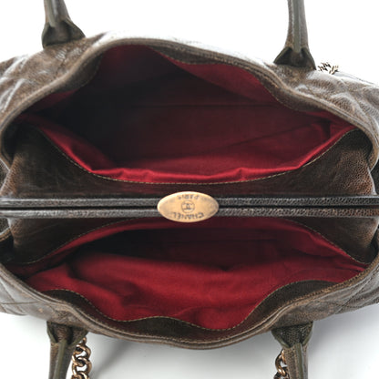 Chanel Glazed Caviar Quilted Large Frame Tote Brown 5 of 10