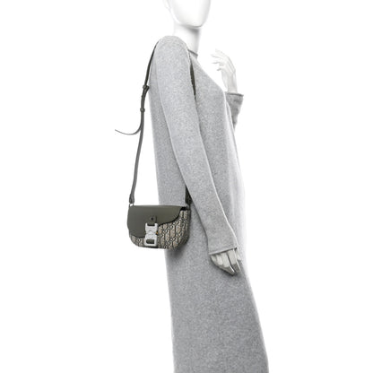 Christian Dior Oblique Jacquard Grained Calfskin Mini Saddle Messenger Bag With Flap Green 2 of 10