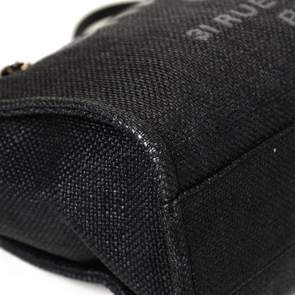 Chanel Woven Straw Raffia Small Deauville Tote Black 11 of 12