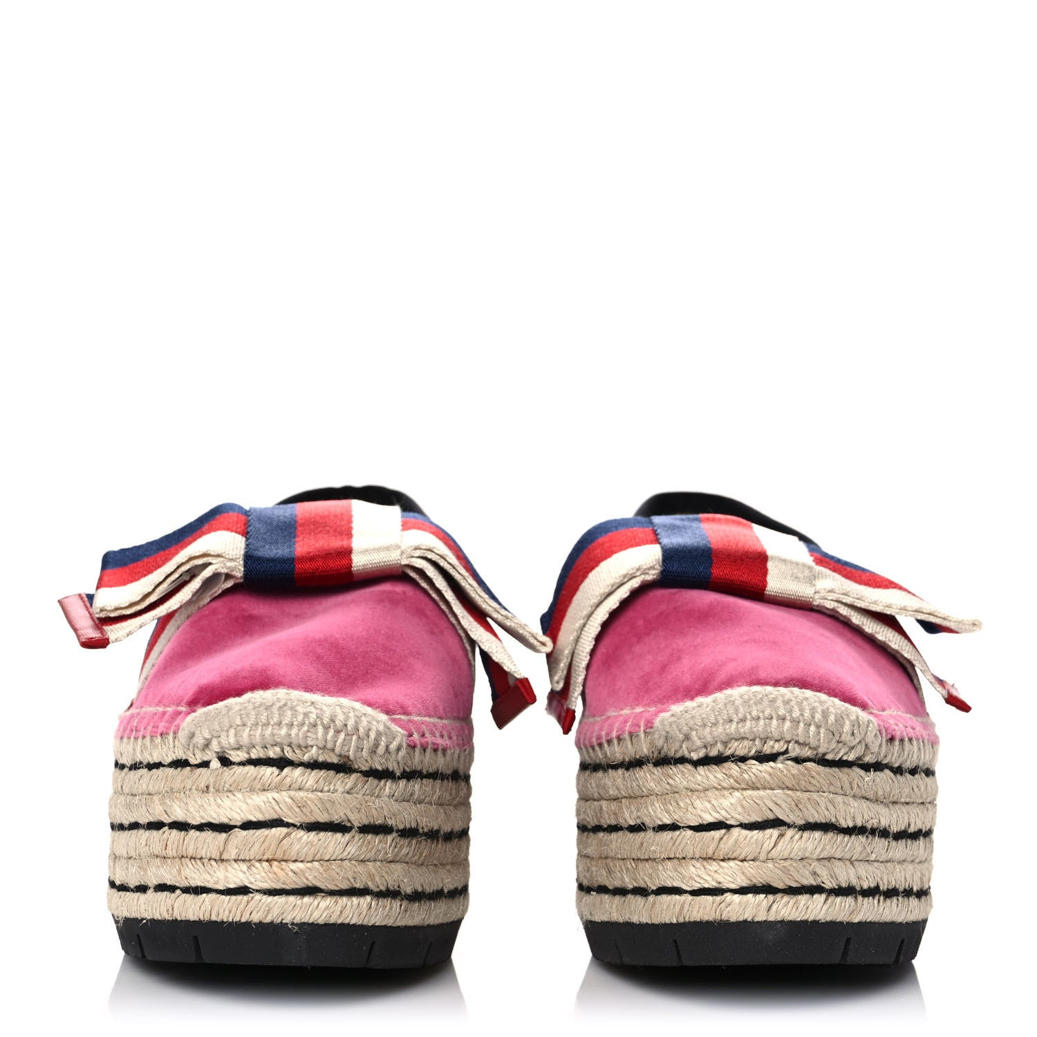 Gucci Velvet Sylvie Web Platform Espadrilles 37 Light Raspberry Rose 2 of 9
