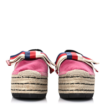 Gucci Velvet Sylvie Web Platform Espadrilles 37 Light Raspberry Rose 2 of 9