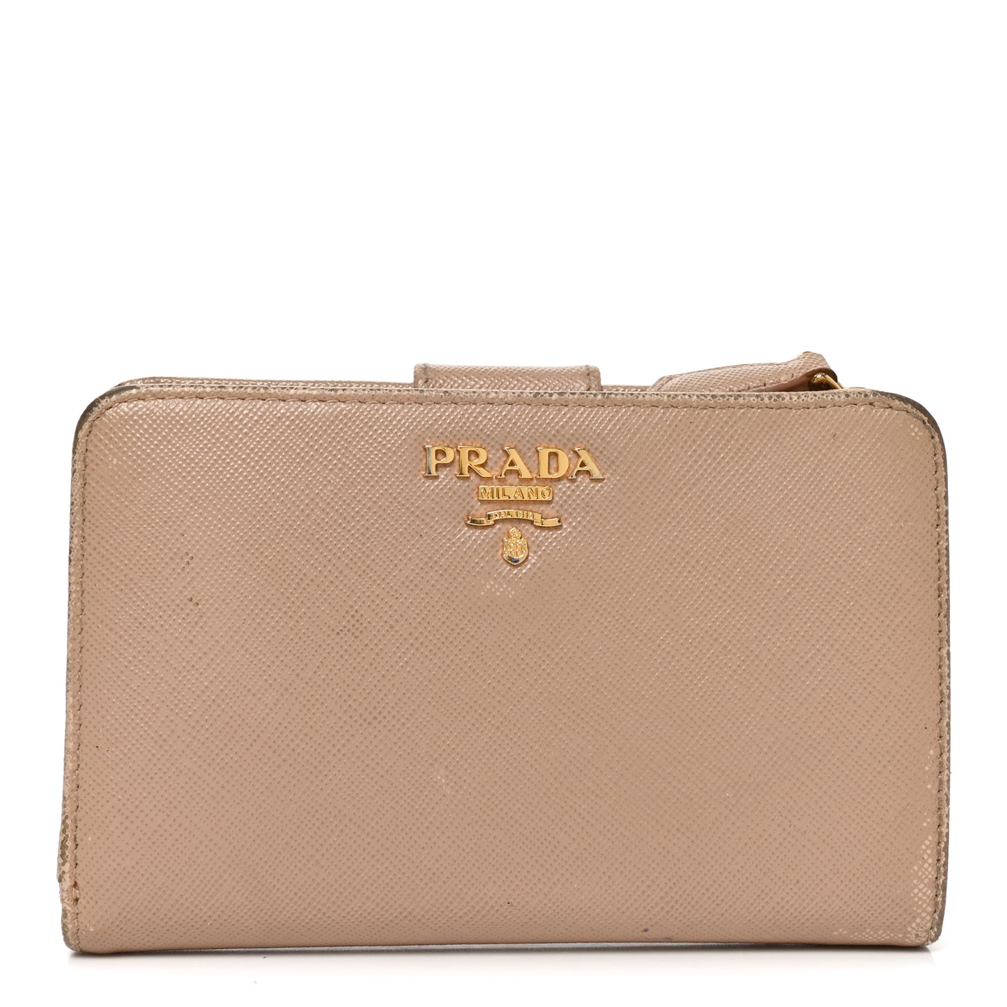 Saffiano Metal Compact Zip Around Wallet Cammeo
