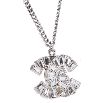 Chanel Baguette Crystal CC Necklace Silver 4 of 6