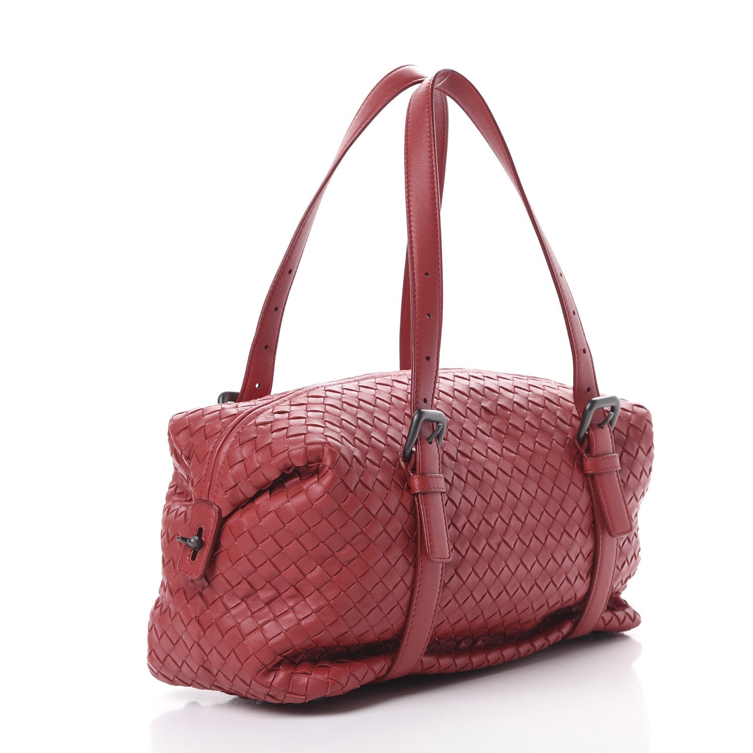 Bottega Veneta Nappa Intrecciato Montaigne Rings Satchel Red 2 of 9