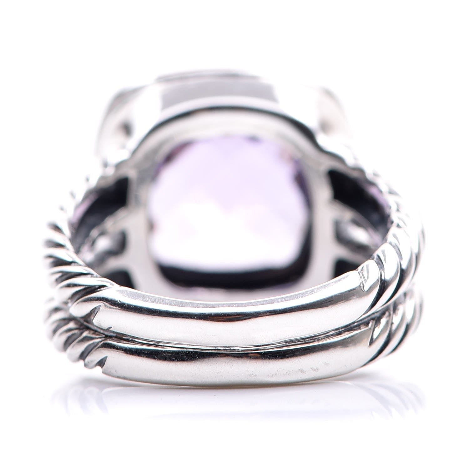 David Yurman Sterling Silver Diamond Amethyst 11mm Albion Ring 53 6.5 4 of 6