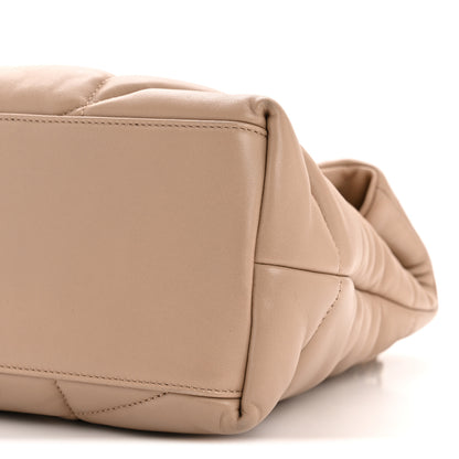 Saint Laurent Lambskin Quilted Medium Loulou Puffer Monogram Chain Satchel Dark Beige 10 of 14