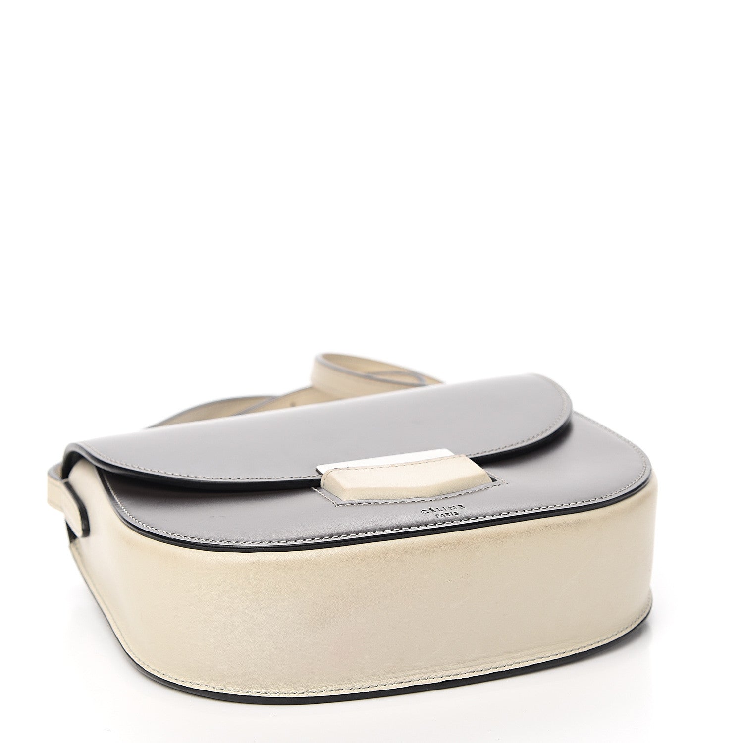 Celine Glazed Calfskin Small Bi-Color Trotteur Dark Grey 3 of 8