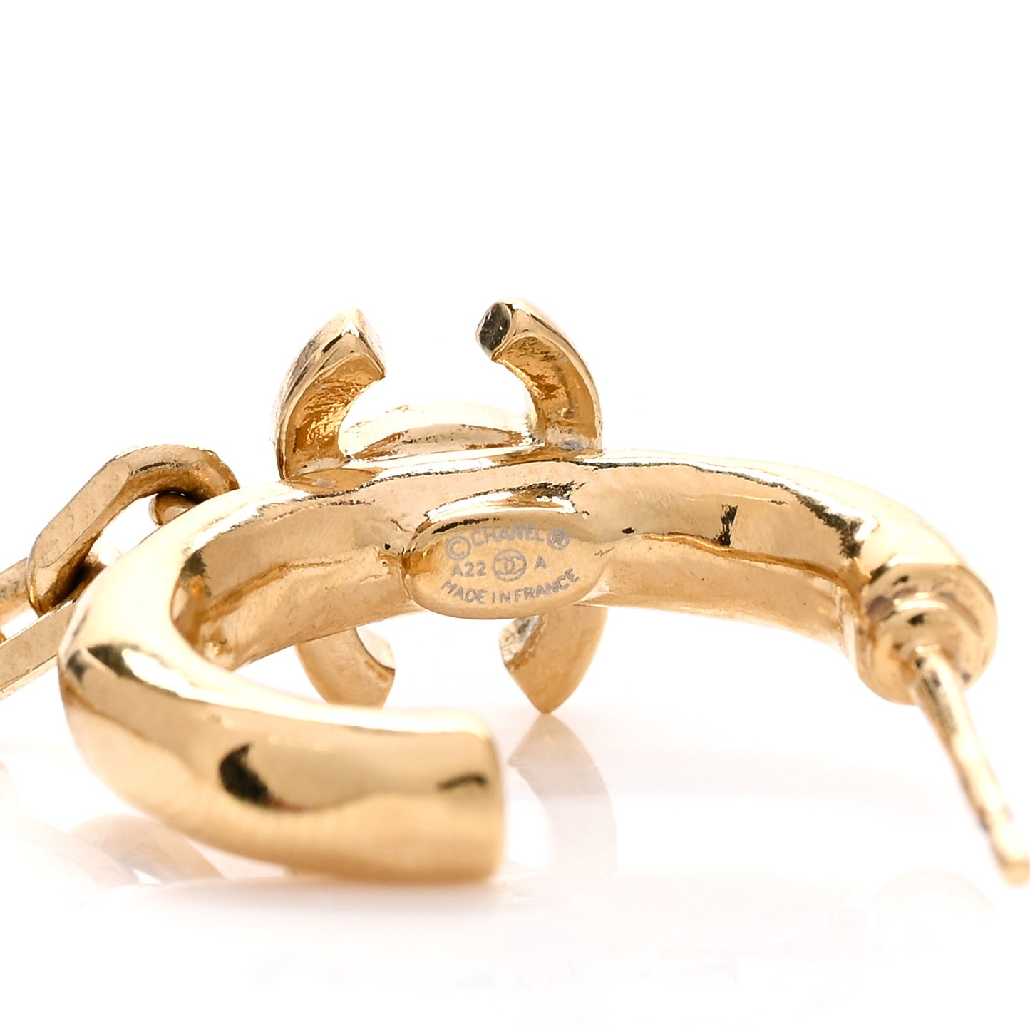 Crystal CC Chain Hoop Cuff Earrings Gold