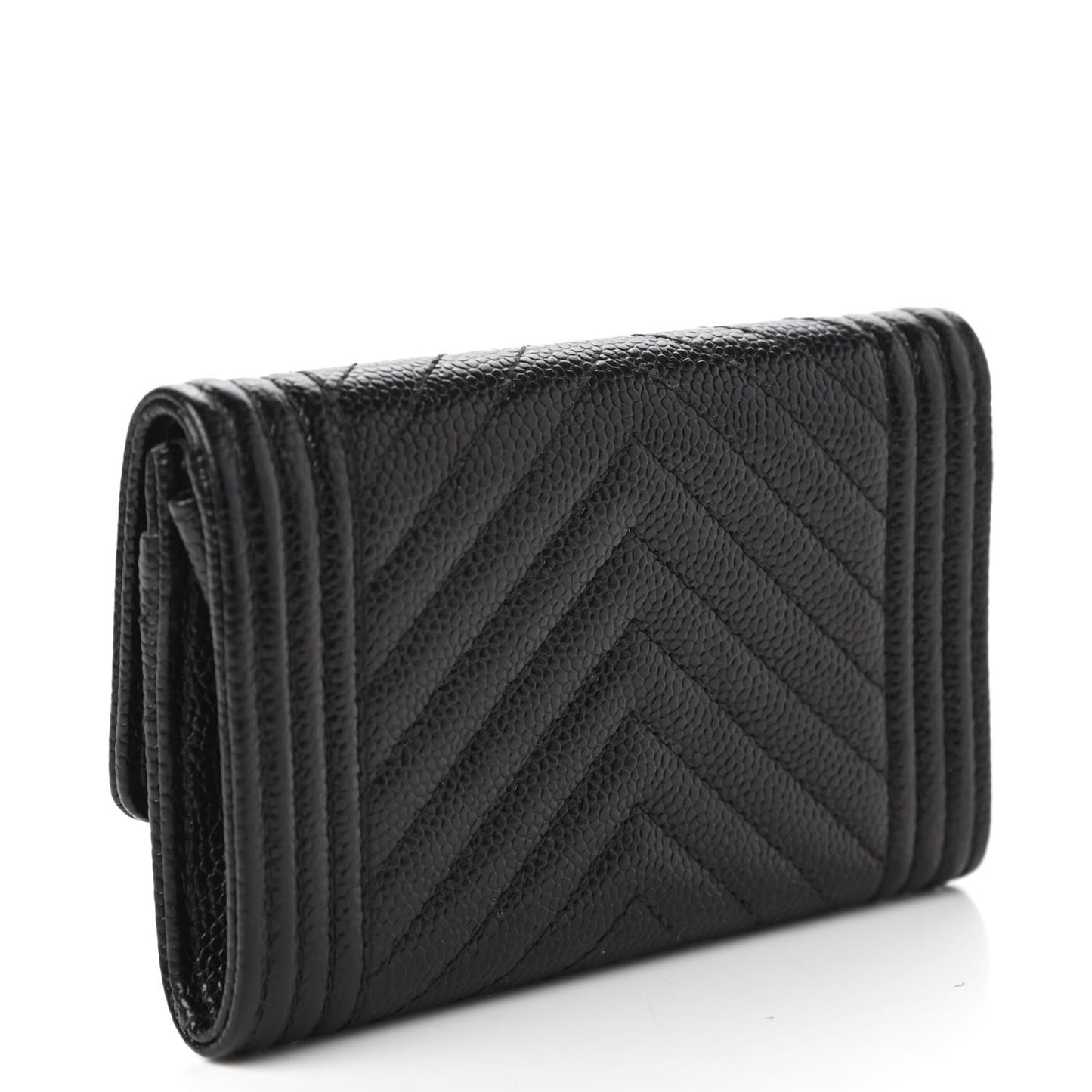 Caviar Quilted Boy Flap Card Holder Black