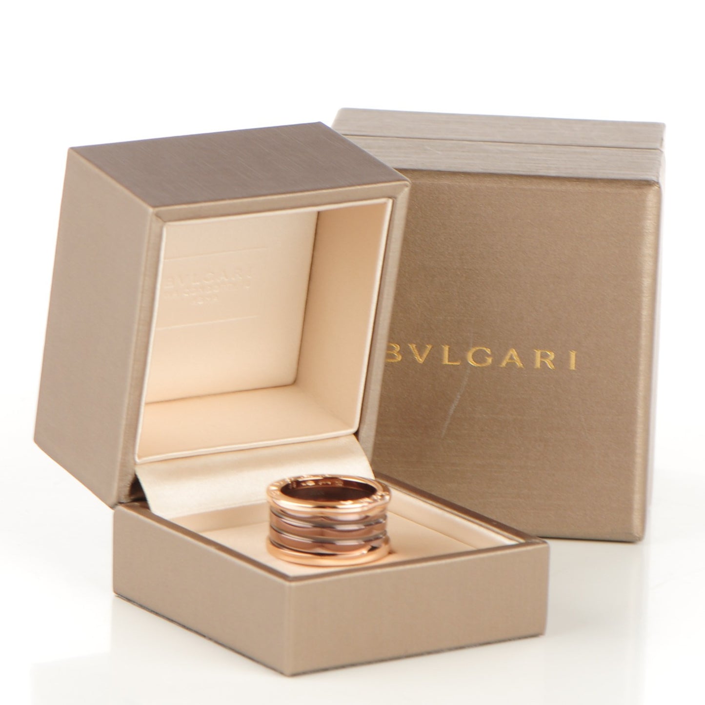 BULGAR 18K Rose Gold Bronze Cermet Roma B.Zero1 4 Band Ring 59 9