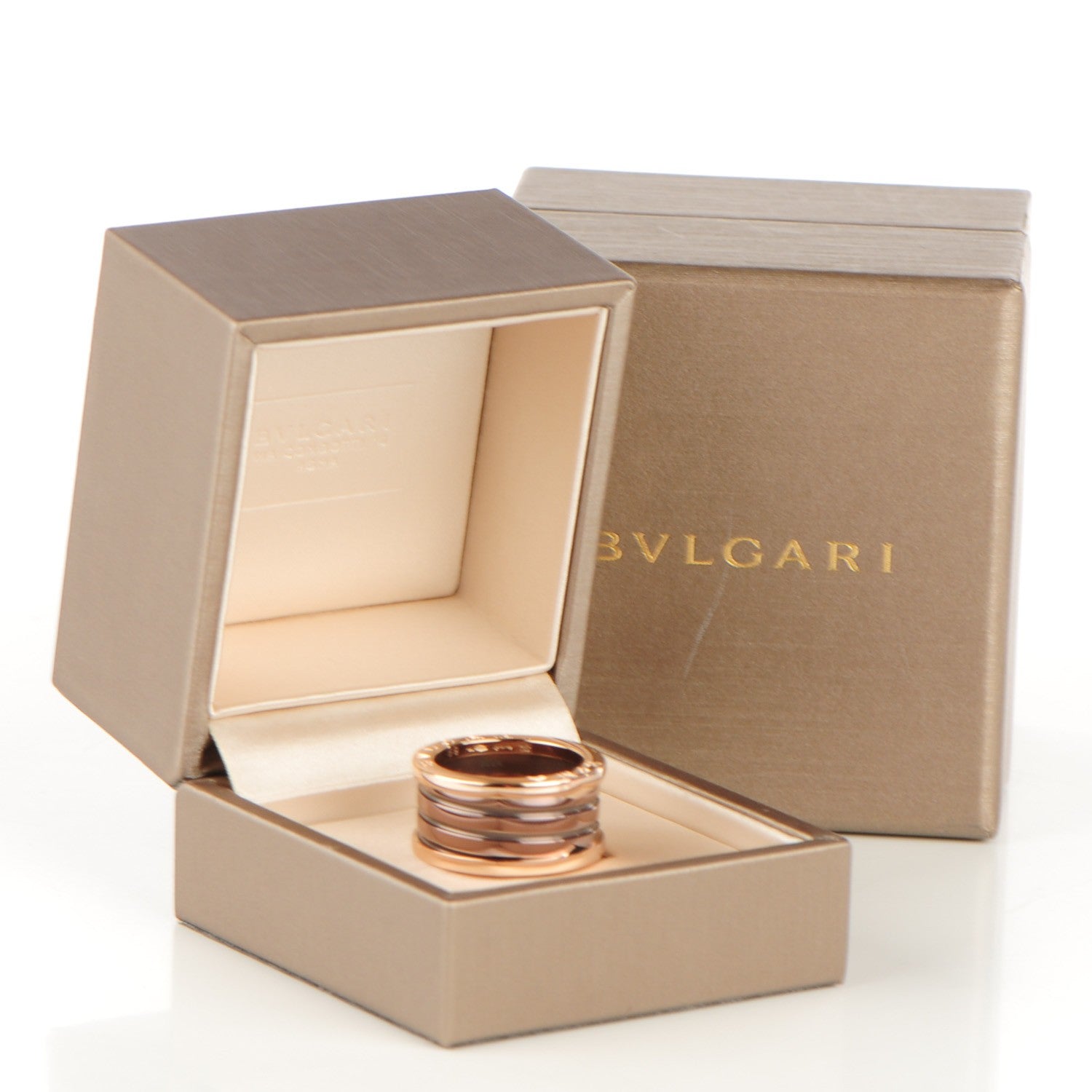 Bulgari BULGAR 18K Rose Gold Bronze Cermet Roma B.Zero1 4 Band Ring 59 9 8 of 8