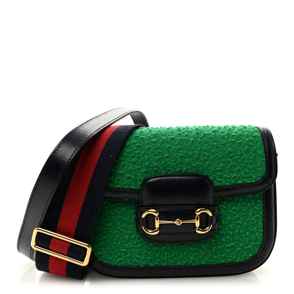 Gucci Casy Wool Azalea Calfskin Mini Horsebit 1955 Shoulder Bag Deep Emerald Blue 1 of 10