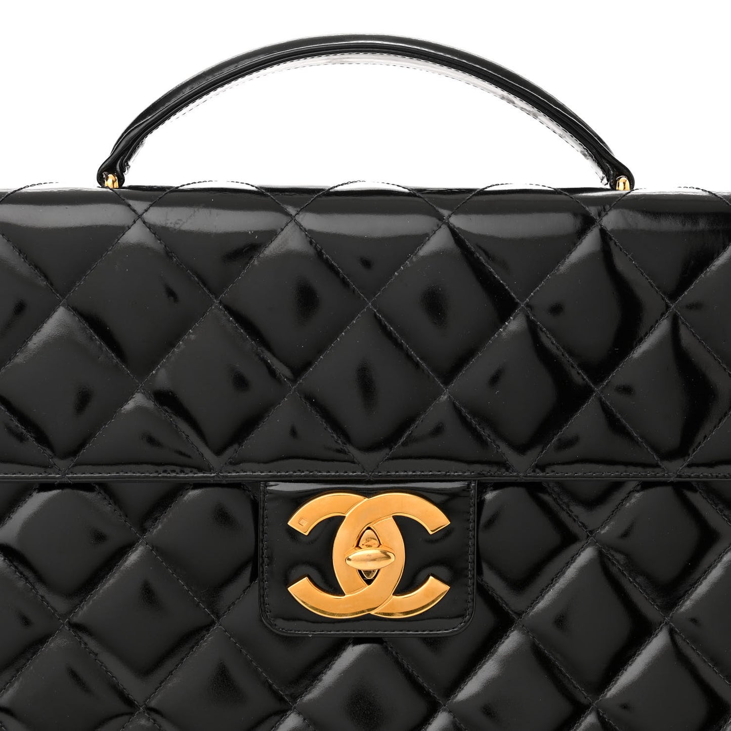 Patent Quilted Briefcase Laptop Bag Black